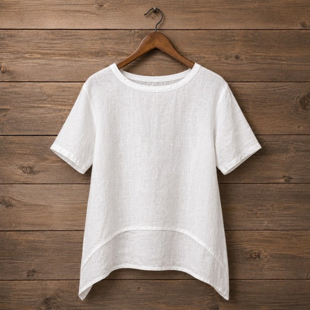 Vtg Lord & Taylor Linen Asymmetric Tunic Top Small Oversized Lagenlook Artsy
